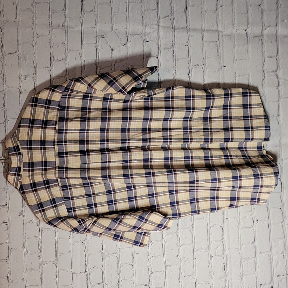 Men's LOAFERS Size XL blue tan plaid Shirt button down wrinkle resistant - Picture 5 of 5